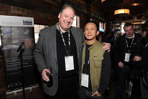 Adrian Wootton of the BFC with Lilting director Hong Khaou